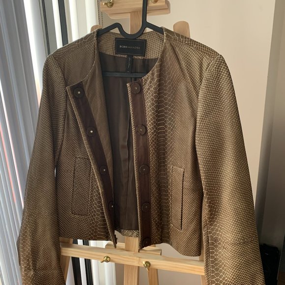 BCBGMAXAZRIA BCBG LEATHER JACKET BROWN - Picture 1 of 6